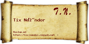Tix Nándor névjegykártya